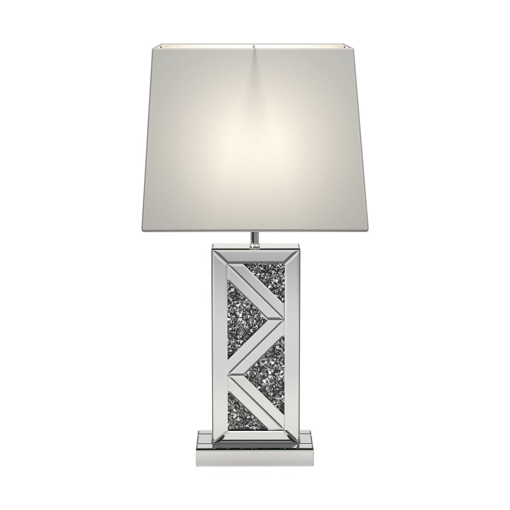 Silver Orchid Aasen Silver and White Geometric Table Lamp