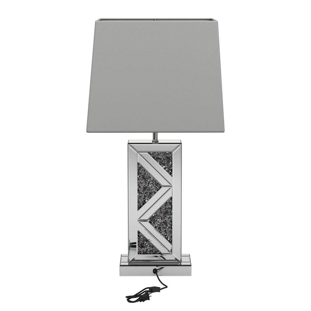 Silver Orchid Aasen Silver and White Geometric Table Lamp