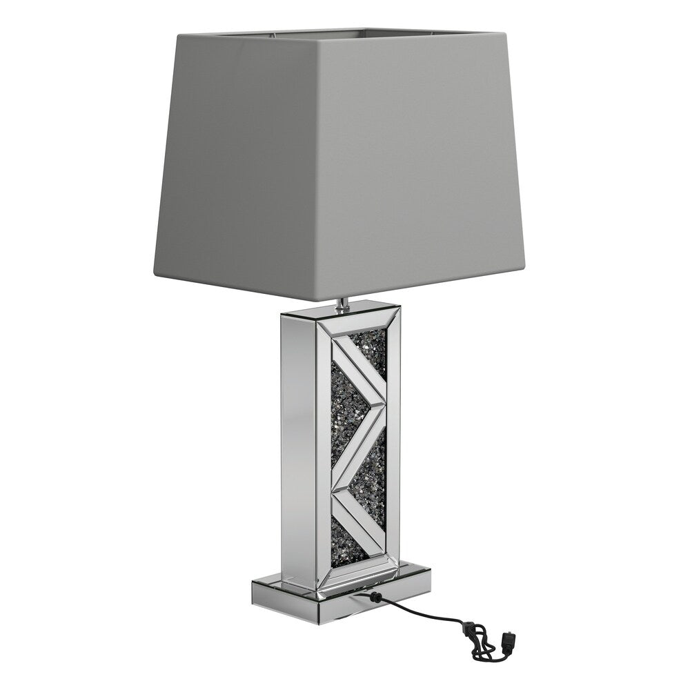 Silver Orchid Aasen Silver and White Geometric Table Lamp