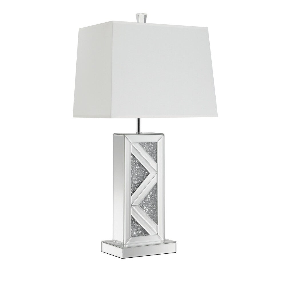 Silver Orchid Aasen Silver and White Geometric Table Lamp