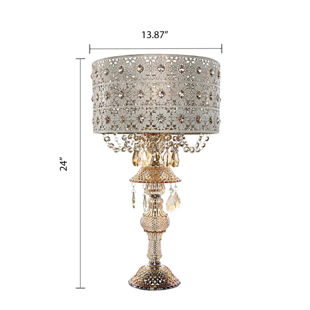 Silver Orchid White Champagne Glass and Metal Table Lamp - 13.875"L x 13.875"W x 24"H