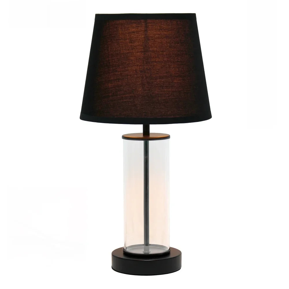 Simple Designs Encased Metal and Clear Glass Table Lamp