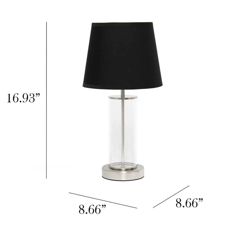 Simple Designs Encased Metal and Clear Glass Table Lamp