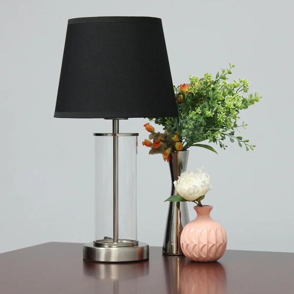 Simple Designs Encased Metal and Clear Glass Table Lamp