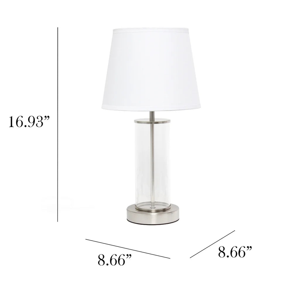 Simple Designs Encased Metal and Clear Glass Table Lamp