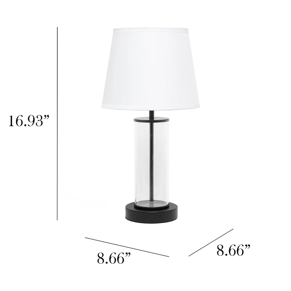 Simple Designs Encased Metal and Clear Glass Table Lamp