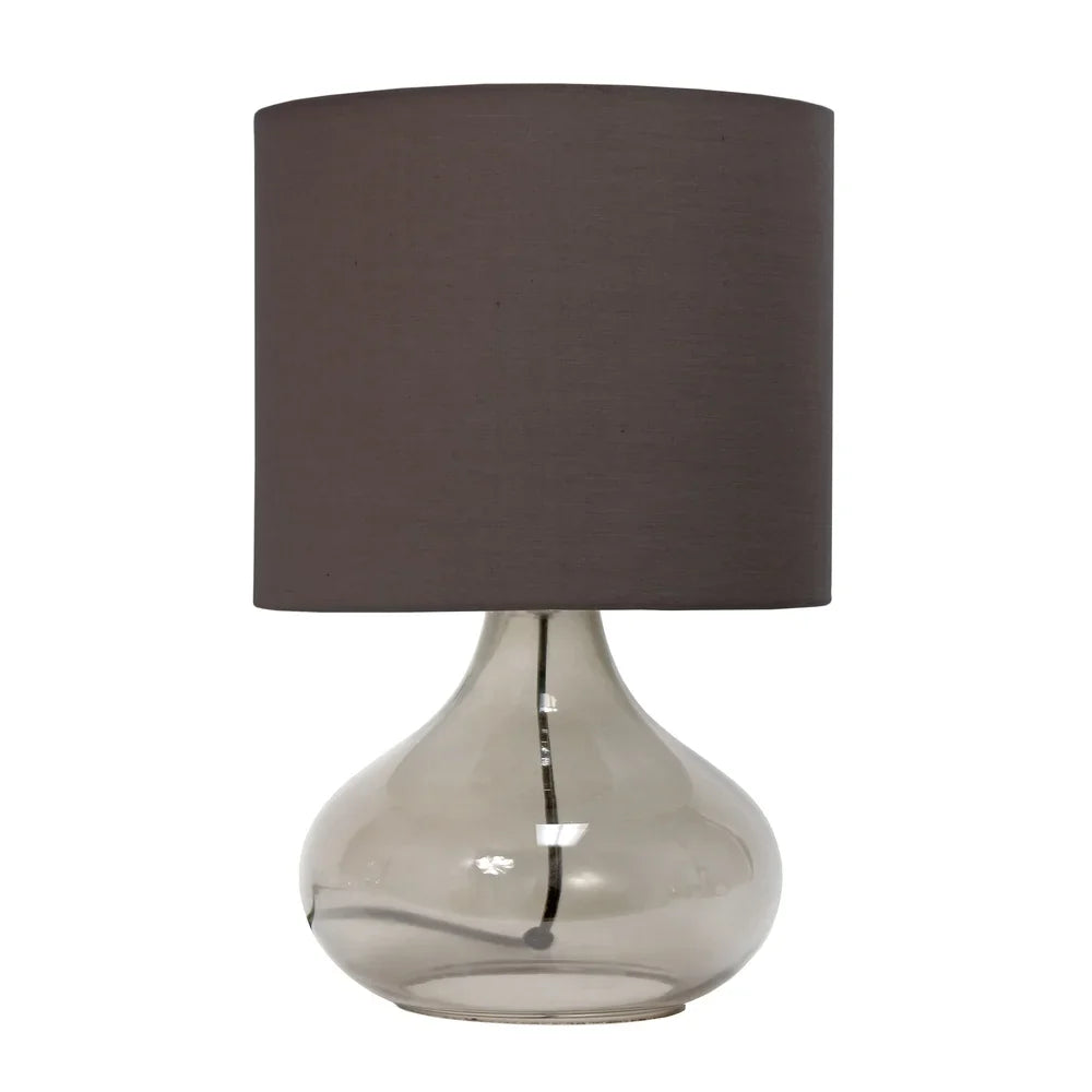 Simple Designs Glass Raindrop Table Lamp with Fabric Shade