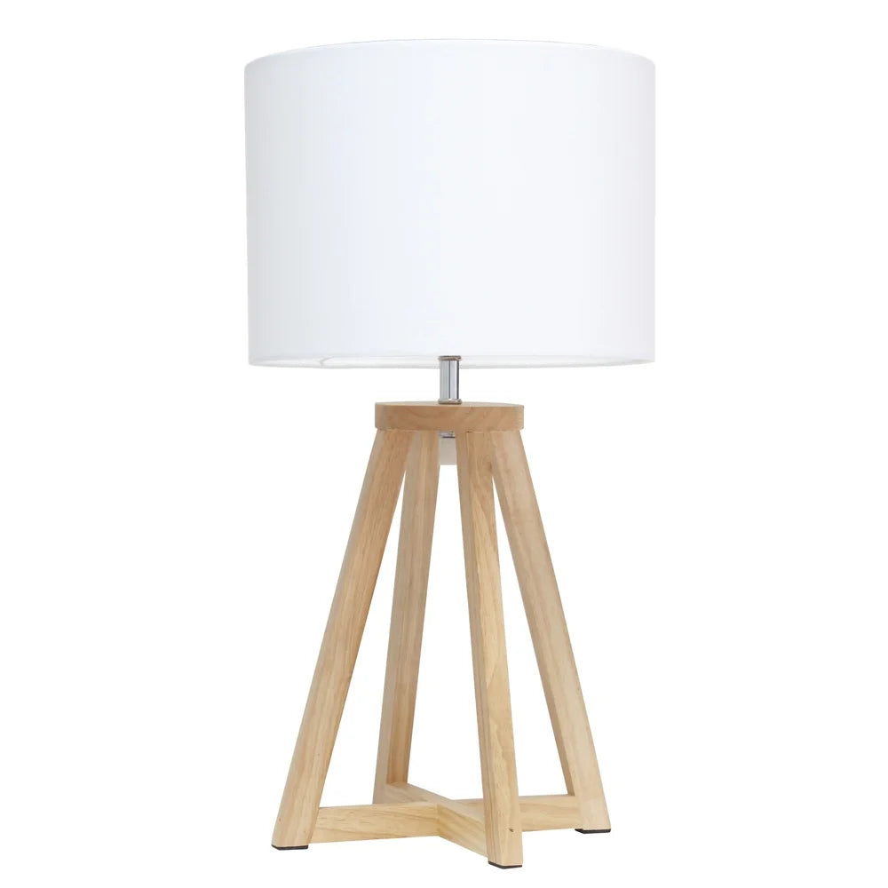 Simple Designs Interlocked Triangular Wood Table Lamp with Fabric Shade - NATURAL + BLACK