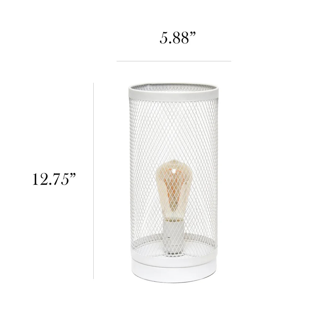 Simple Designs Mesh Cylindrical Steel Table Lamp