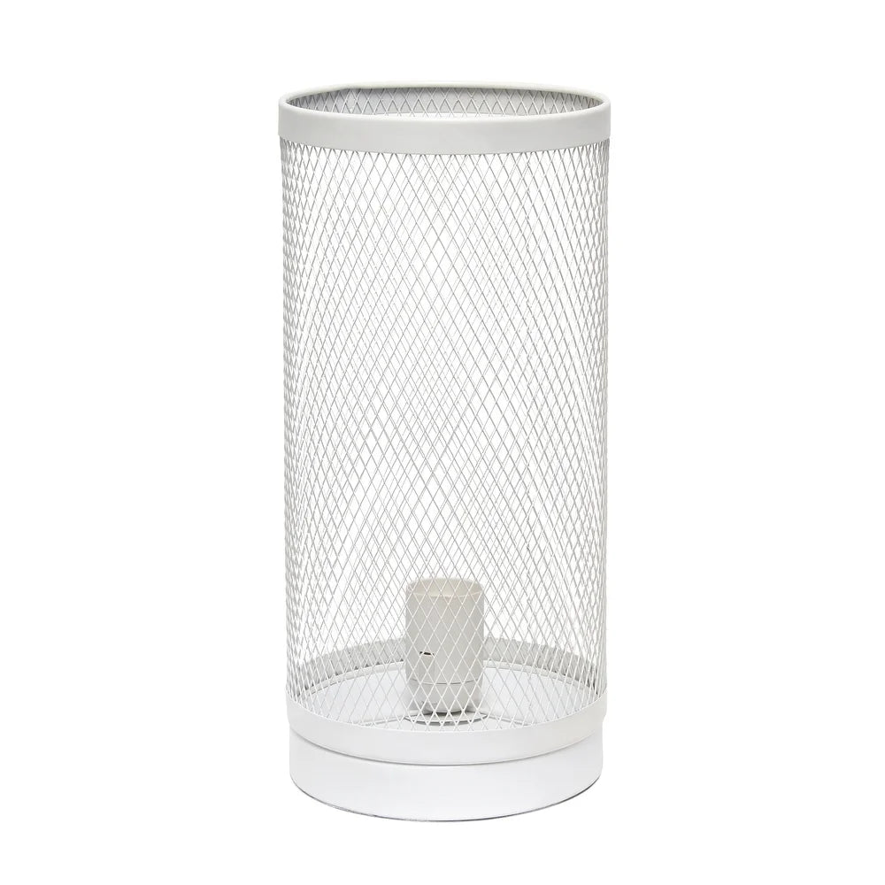 Simple Designs Mesh Cylindrical Steel Table Lamp