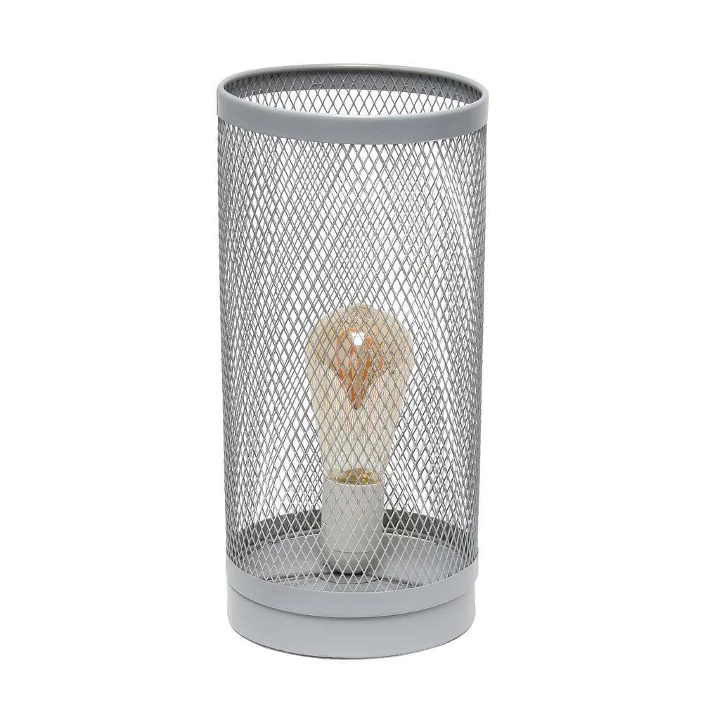 Simple Designs Mesh Cylindrical Steel Table Lamp