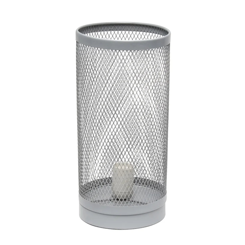 Simple Designs Mesh Cylindrical Steel Table Lamp