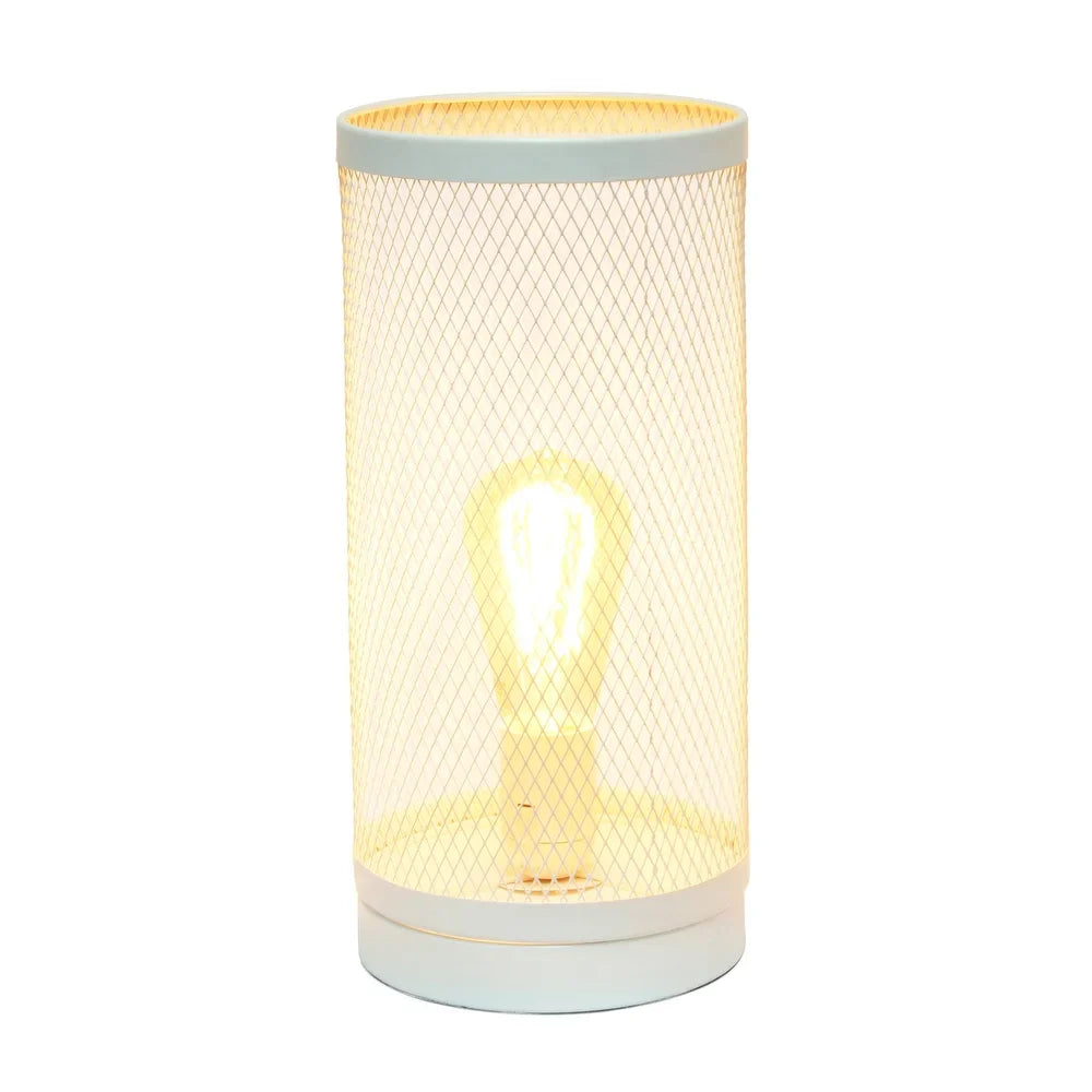 Simple Designs Mesh Cylindrical Steel Table Lamp