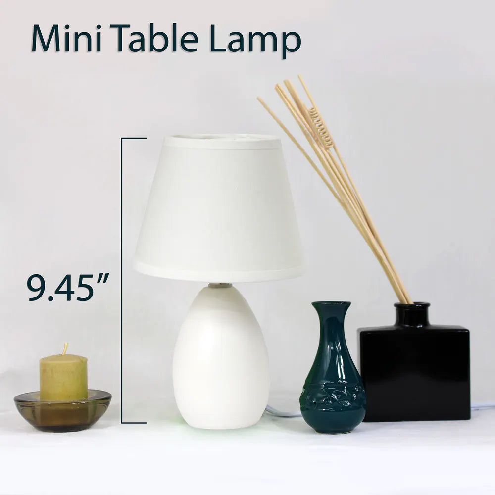 Simple Designs Off-White Ceramic Mini Egg Oval Table Lamp