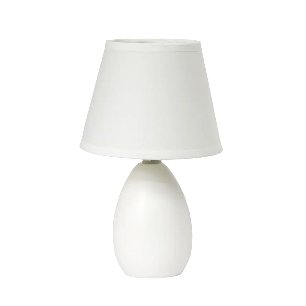 Simple Designs Off-White Ceramic Mini Egg Oval Table Lamp