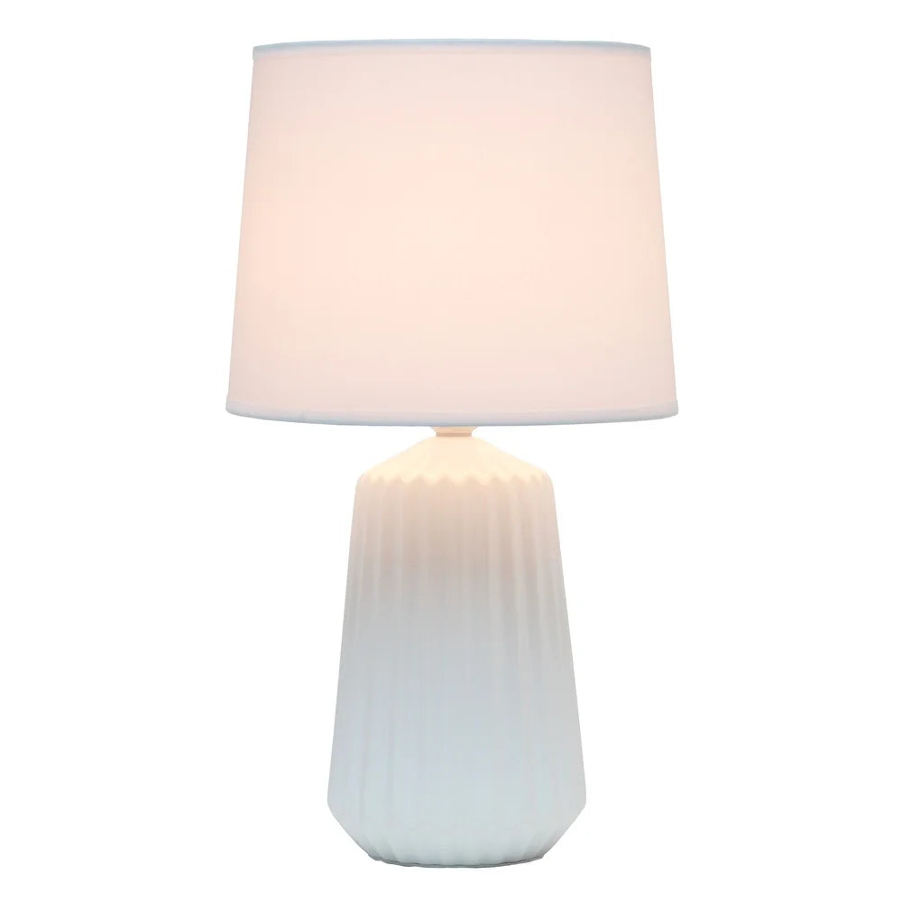 Simple Designs Off White Pleated Base Table Lamp