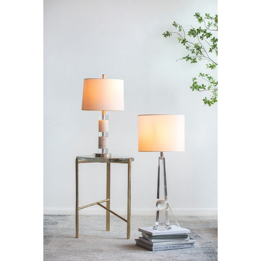 Single Marble and Acrylic Table Lamp