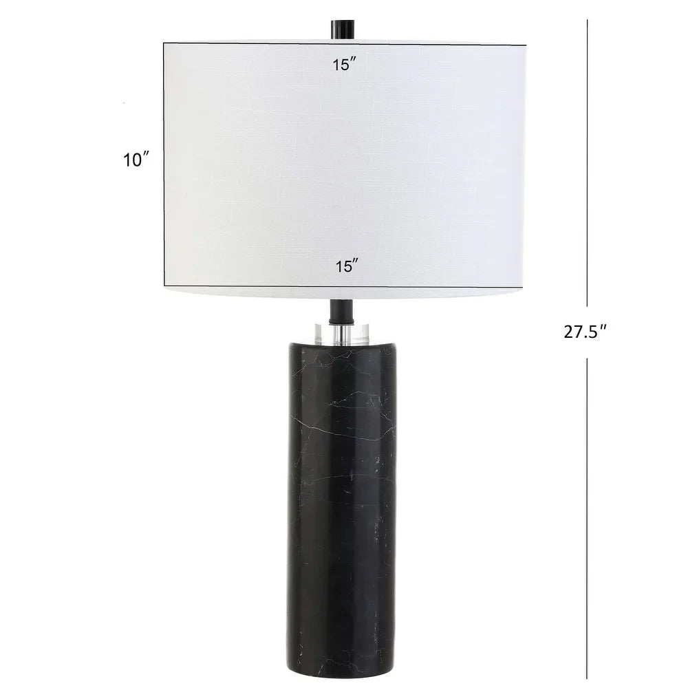 Sofia 27" Marble/Crystal LED Table Lamp, Black Marble by JONATHAN Y