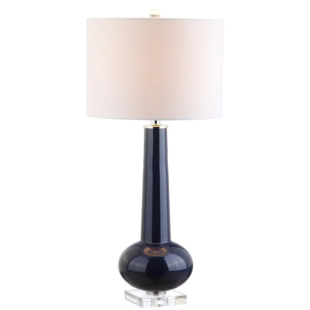 Spencer 31" Glass LED Table Lamp, Navy with Crystal Base