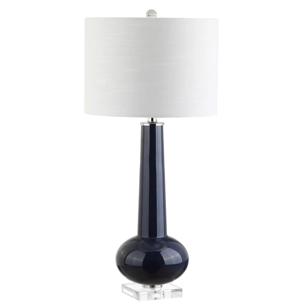 Spencer 31" Glass LED Table Lamp, Navy with Crystal Base