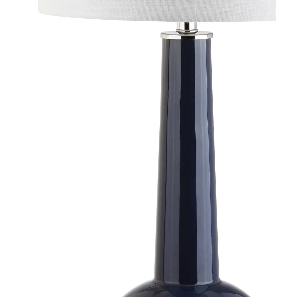 Spencer 31" Glass LED Table Lamp, Navy with Crystal Base