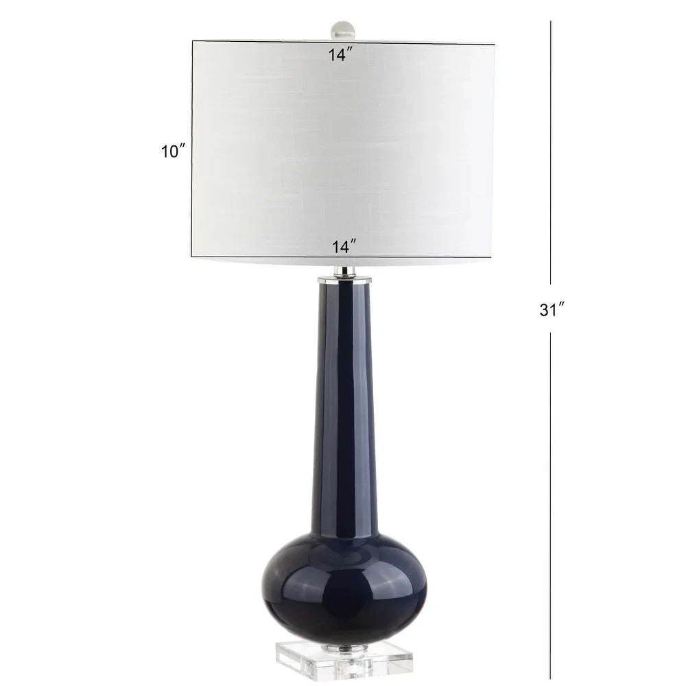 Spencer 31" Glass LED Table Lamp, Navy with Crystal Base