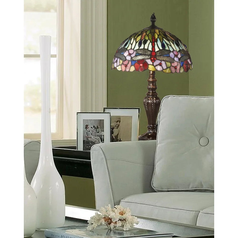 Springdale 20H Dragonfly Bounty Tiffany Table Lamp - Standard