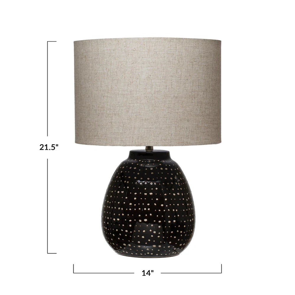 Stoneware Table Lamp, Black & White