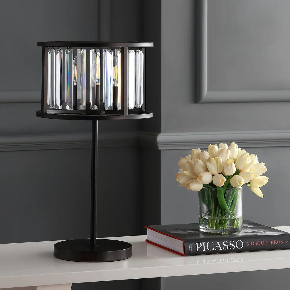 Stork 21.5" Metal/Crystal LED Table Lamp, Oil Rubbed Bronze/Crystal