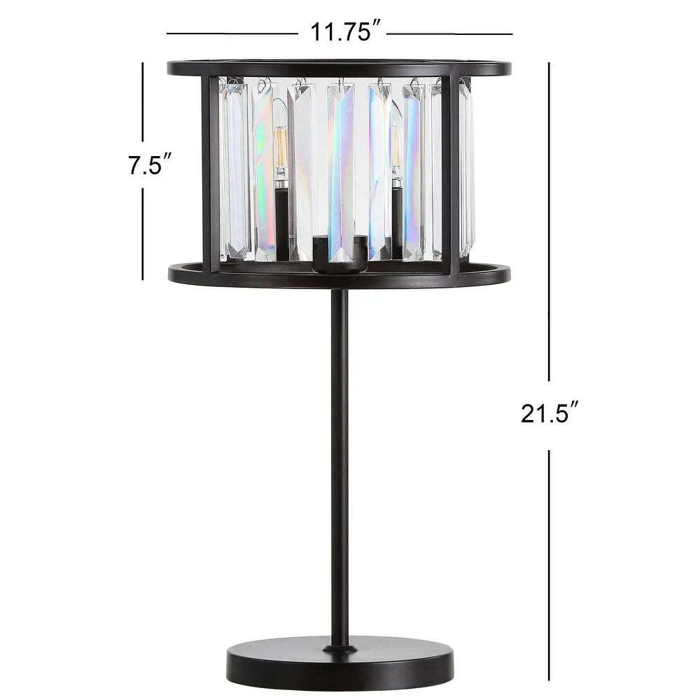 Stork 21.5" Metal/Crystal LED Table Lamp, Oil Rubbed Bronze/Crystal