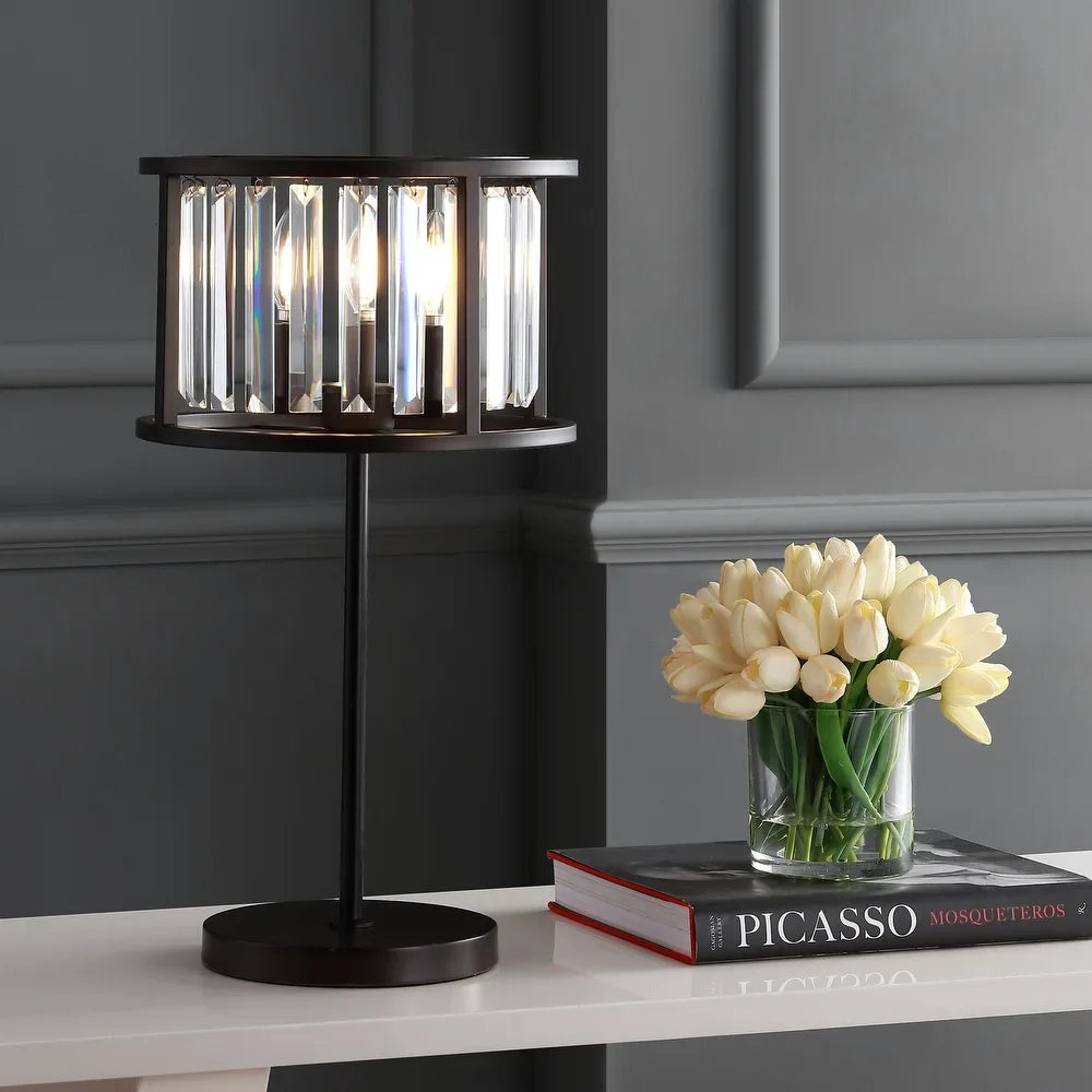 Stork 21.5" Metal/Crystal LED Table Lamp, Oil Rubbed Bronze/Crystal