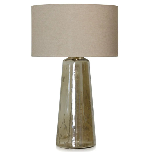 StyleCraft Aged Gold Luster - Glass Lamp Base With Beige Fabric Shade