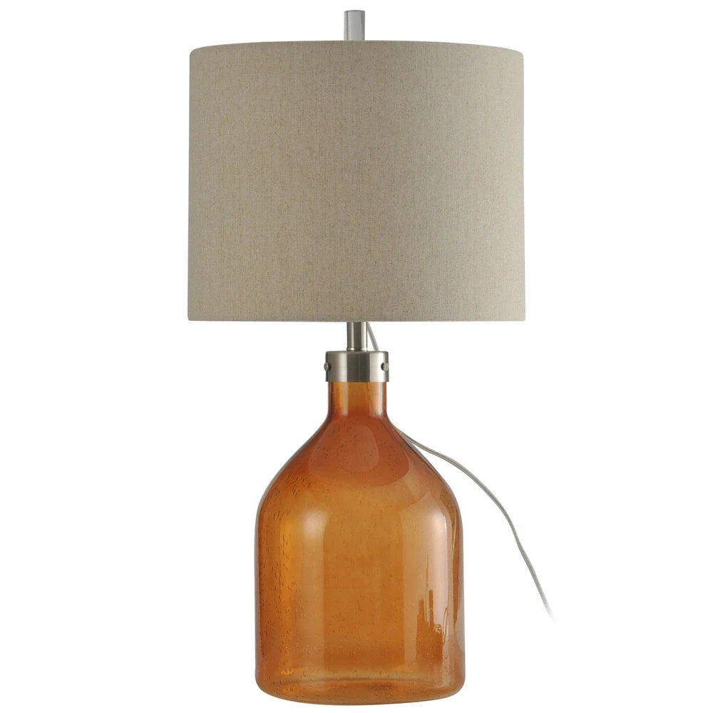 StyleCraft Amber Table Lamp - Beige Hardback Fabric Shade