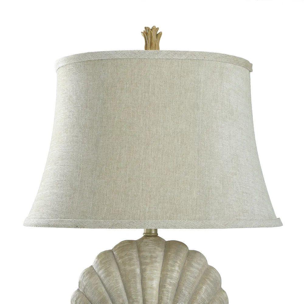 StyleCraft Avoca Beach Sandstone Table Lamp - White Softback Fabric Shade