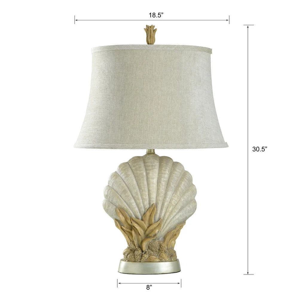 StyleCraft Avoca Beach Sandstone Table Lamp - White Softback Fabric Shade