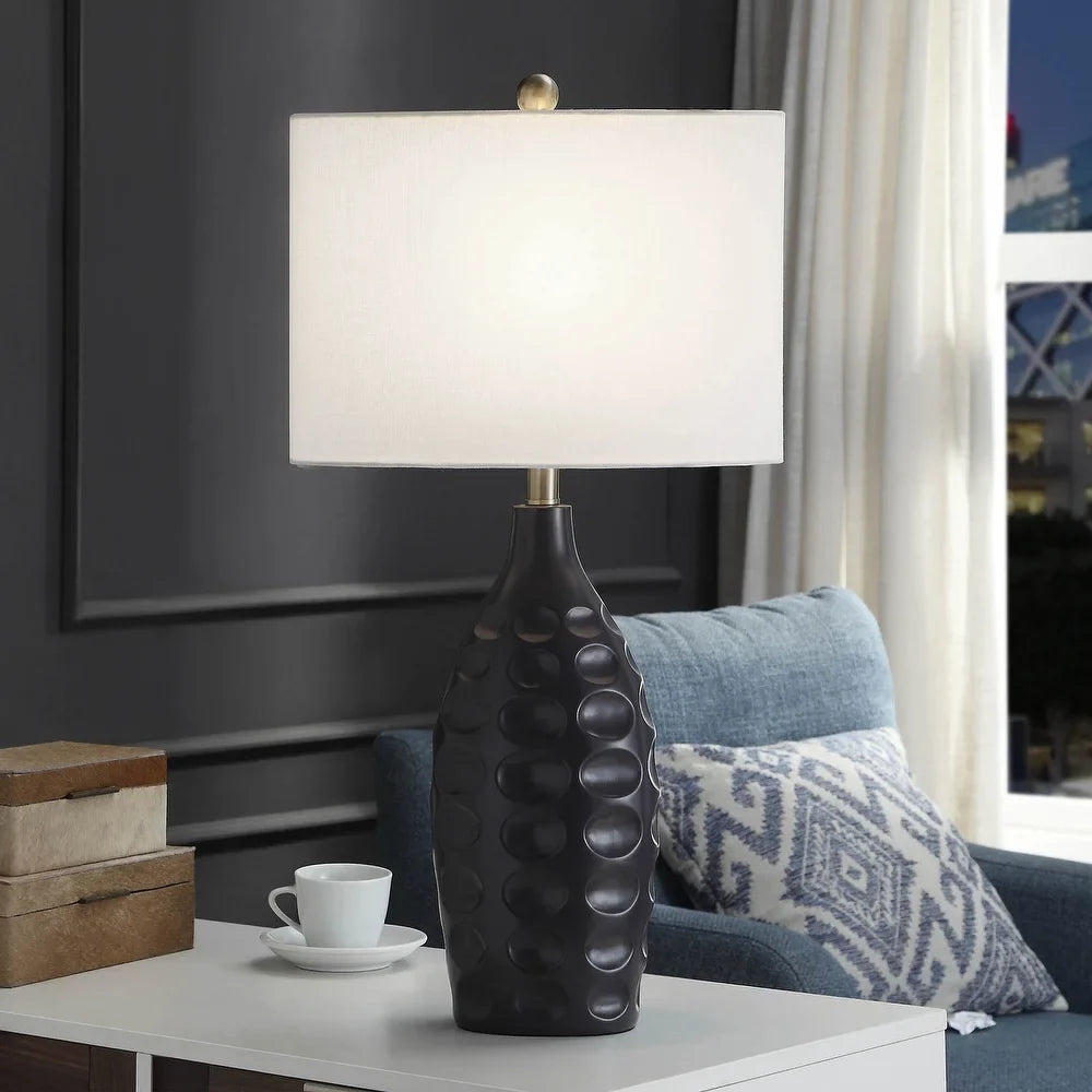 StyleCraft Banbury Large Round Transitional Dimpled Moulded Table Lamp