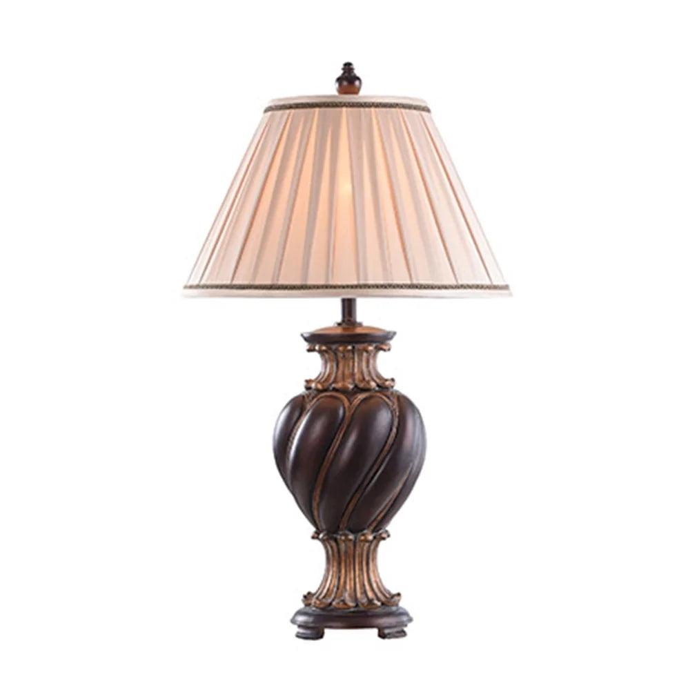 StyleCraft Barbados Dark Brown With Khasi Silver Table Lamp - Cream Fabric Shade