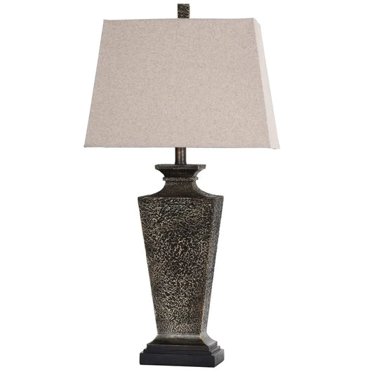 StyleCraft Bossier Bronze Table Lamp - White Shade