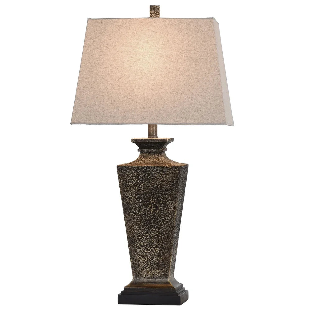 StyleCraft Bossier Bronze Table Lamp - White Shade