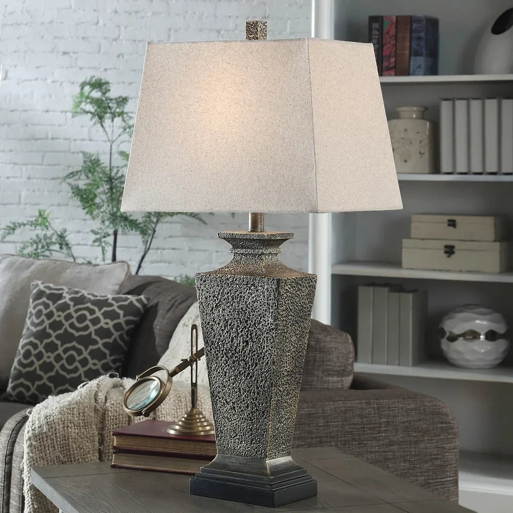 StyleCraft Bossier Bronze Table Lamp - White Shade