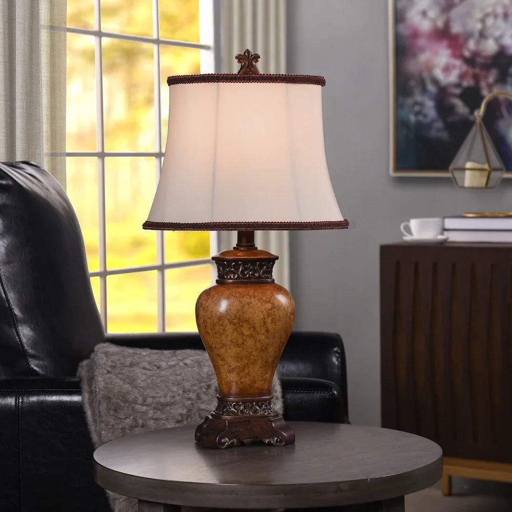 StyleCraft Bronze Maximus Table Lamp with Bronze Trim and Soutache