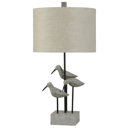 StyleCraft Chittaway Bay Gray Table Lamp - White Hardback Fabric Shade