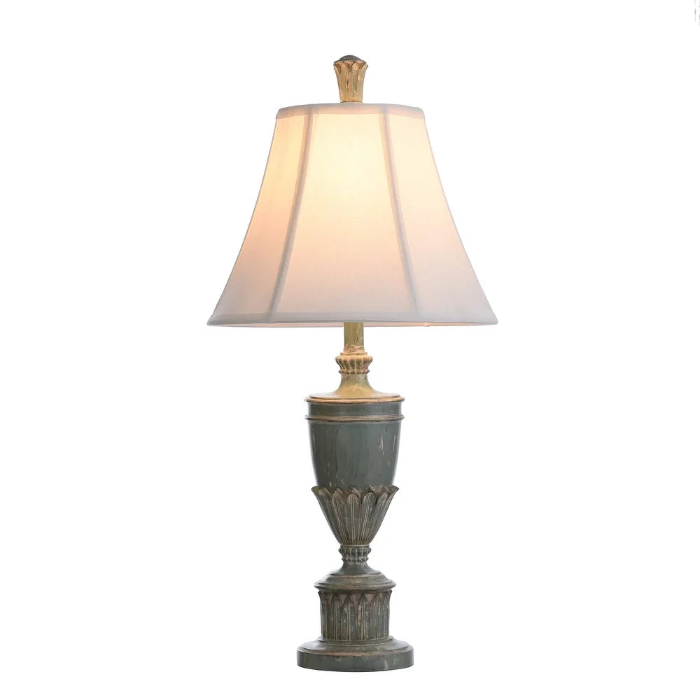 StyleCraft Cibali Blue Table Lamp - White Softback Fabric Shade