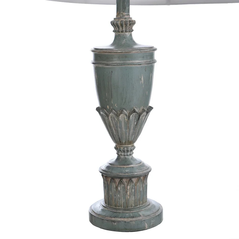 StyleCraft Cibali Blue Table Lamp - White Softback Fabric Shade
