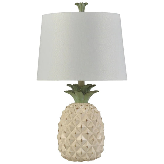 StyleCraft Coastal Doal Cream Table Lamp - White Hardback Shade