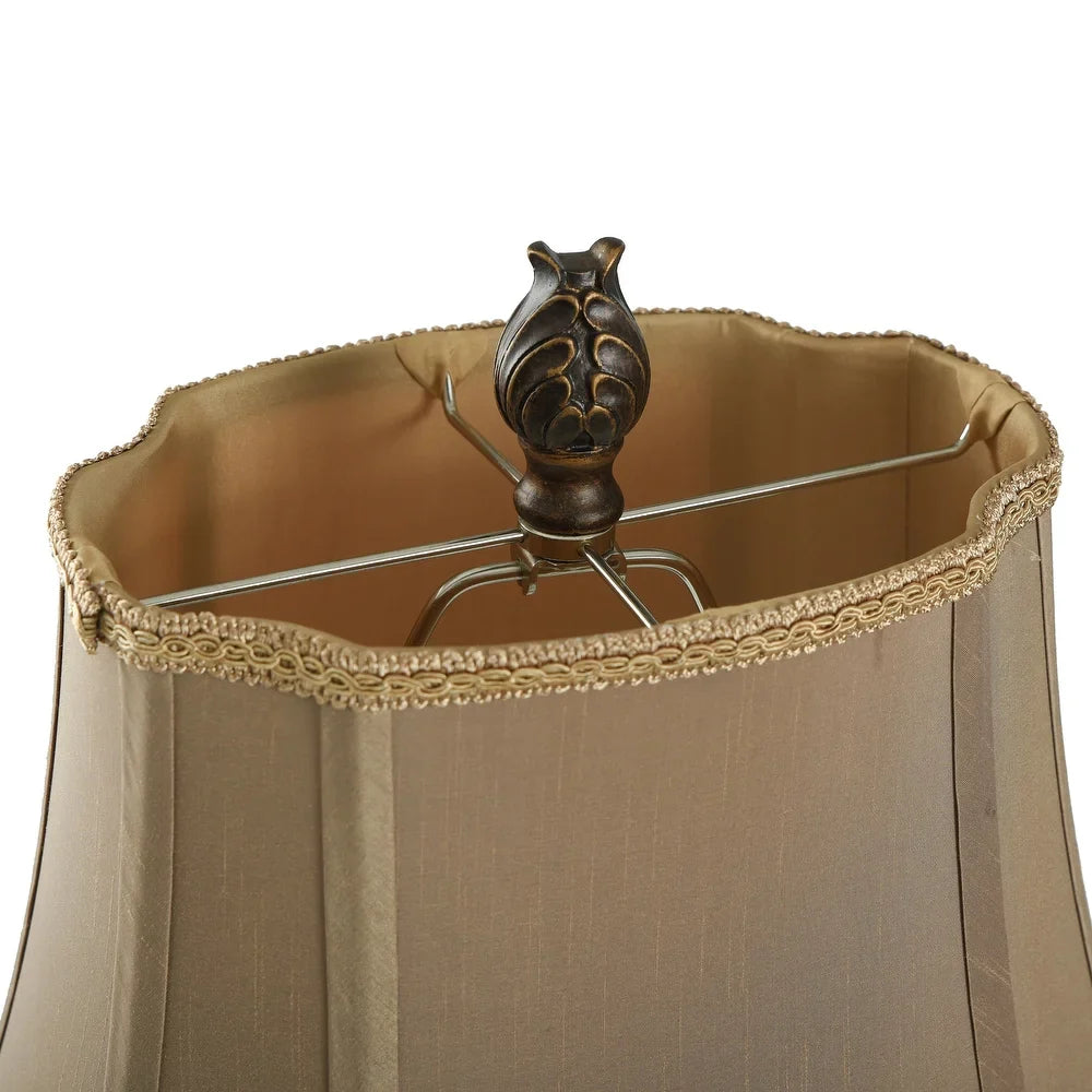 StyleCraft Gold and Amber Table Lamp - Taupe Fabric Shade