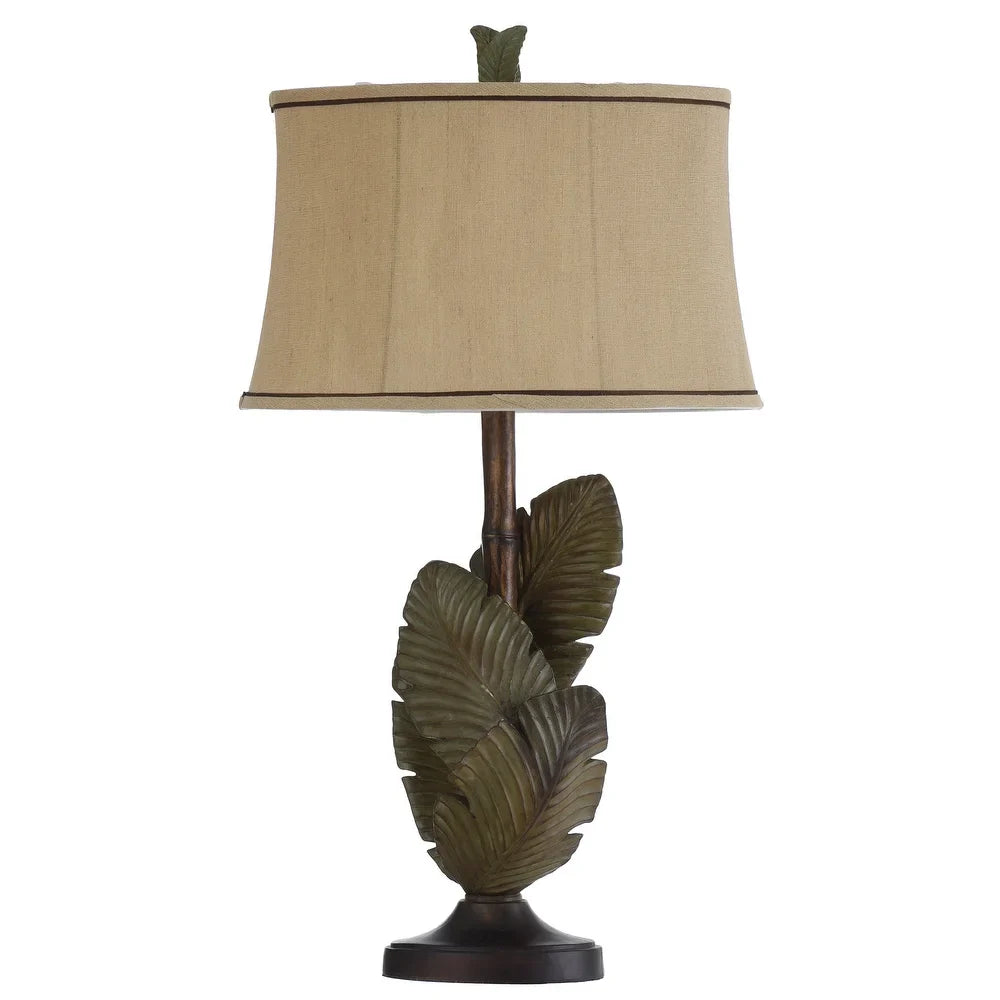 StyleCraft Islamadora Wentworth Bronze and Gray Table Lamp - Beige Softback Fabric Shade