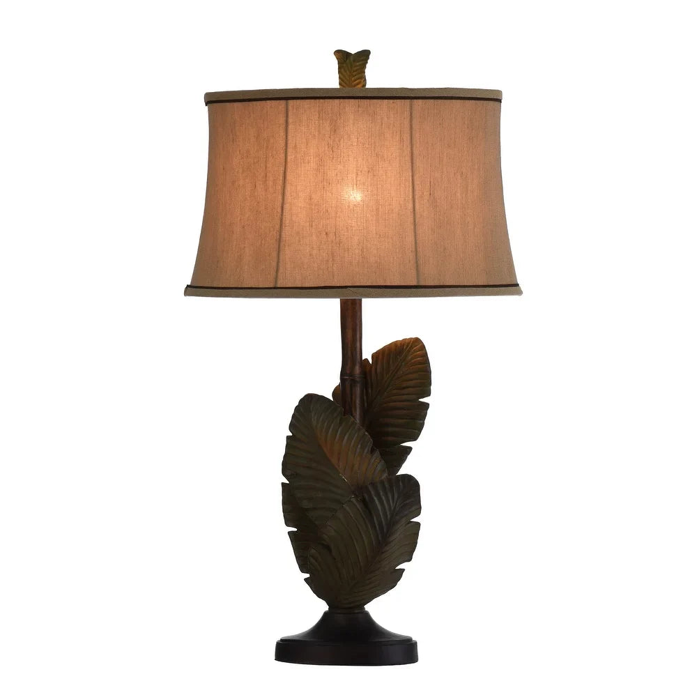 StyleCraft Islamadora Wentworth Bronze and Gray Table Lamp - Beige Softback Fabric Shade