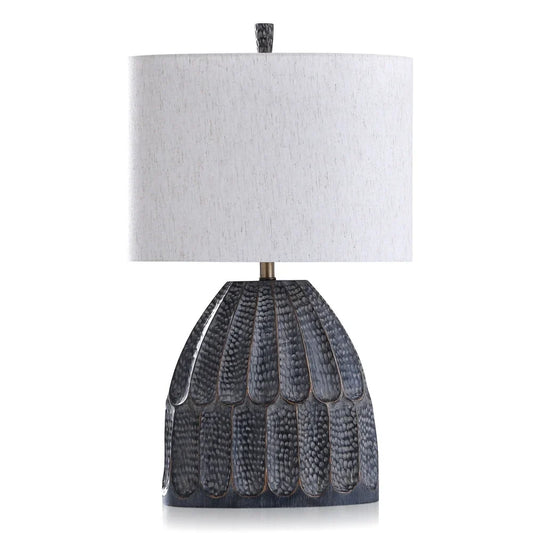 StyleCraft Malta Transitional Black Hammered Texture Moulded Table Lamp