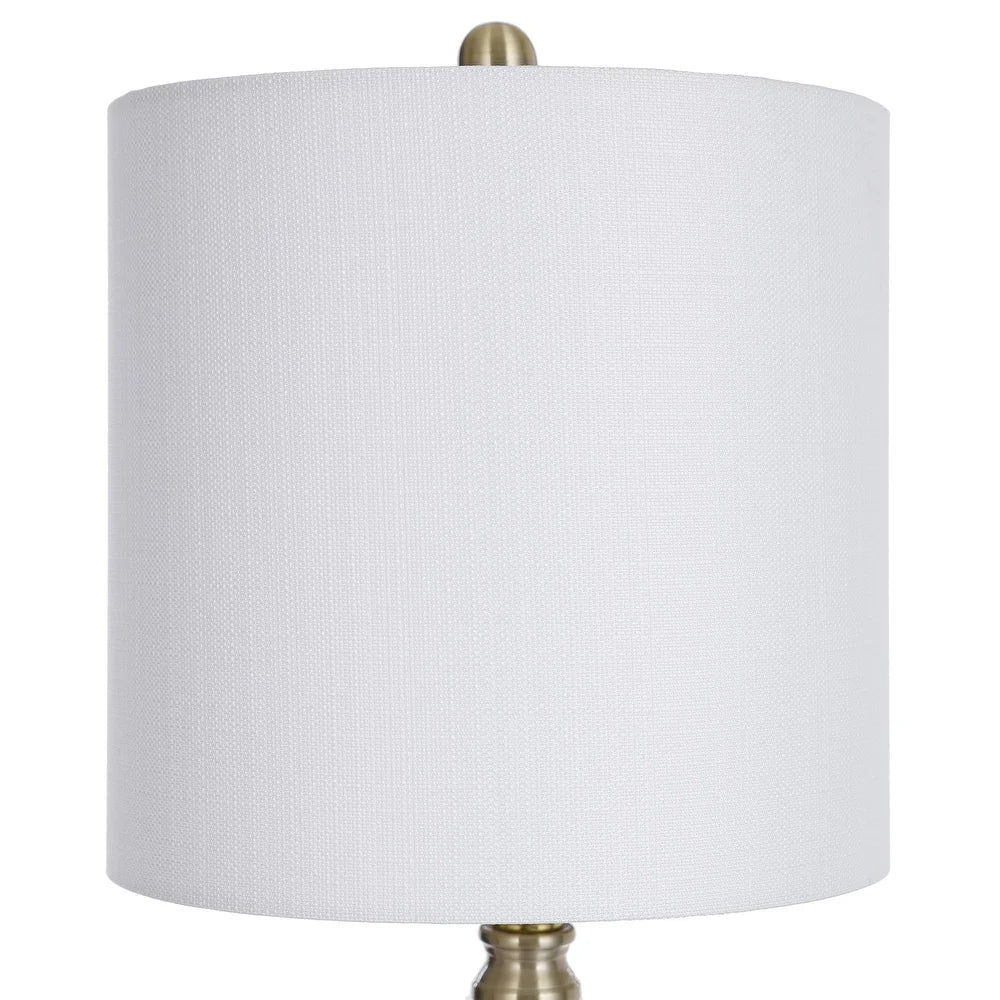 StyleCraft Mava Traditional Satin Brass Table Lamp with Clear Glass Fluted Body